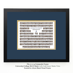 Frame For 11x14 Composite with a BLUE Mat & Gold Liner